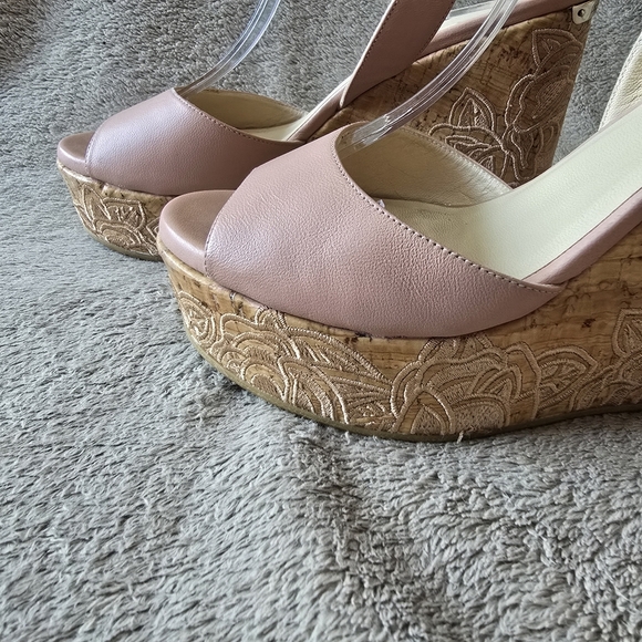 Jimmy Choo pink leather platform wedge sandals size 40 - Picture 6 of 15